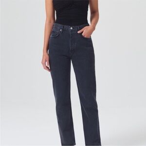 NWT AGOLDE 90'S PINCH WAIST HIGH RISE STRAIGHT Aritzia Crushed Black $328